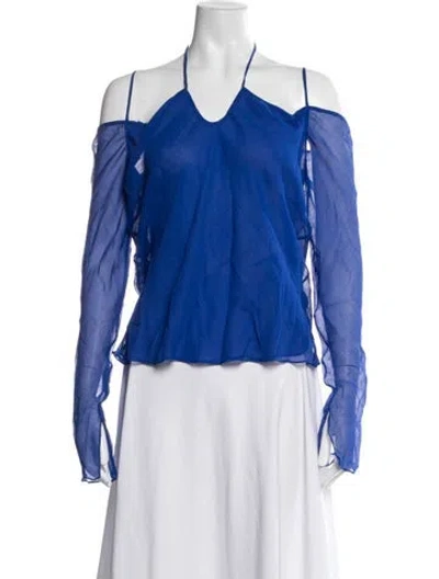 Pre-owned Jason Wu Collection Silk Halterneck Blouse W/ Tags In Blue