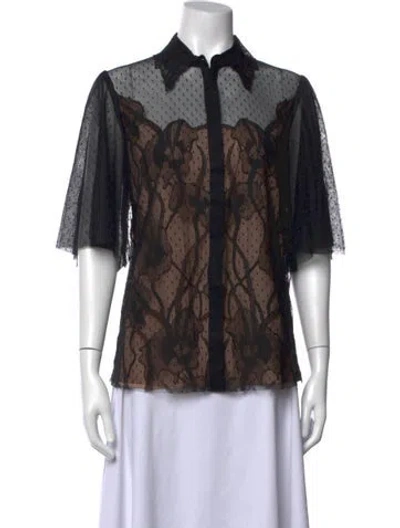 Pre-owned Jason Wu Collection Silk Lace Pattern Blouse In Black