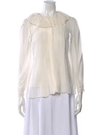 Pre-owned Jason Wu Collection Silk Long Sleeve Blouse In Neutral