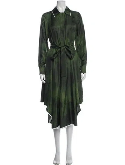 Pre-owned Jason Wu Collection Silk Midi Length Dress In Green