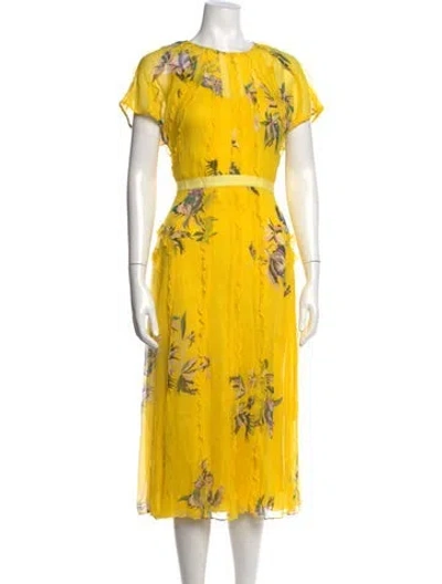Pre-owned Jason Wu Collection Silk Midi Length Dress In Yellow