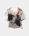 Jason Wu Collection Silk Organza Oversized T-shirt With Artwork By Tong In Calico Multi