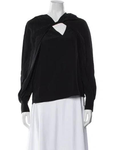 Pre-owned Jason Wu Collection Silk V-neck Blouse In Black