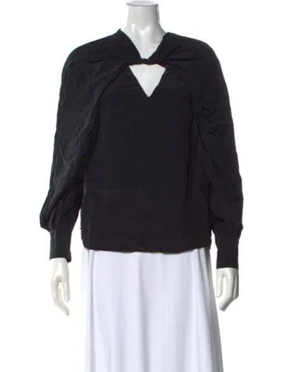 Pre-owned Jason Wu Collection Silk V-neck Blouse In Black