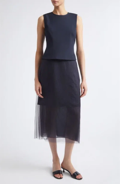 Jason Wu Collection Cady Layered Sleeveless Midi Cocktail Dress In Black