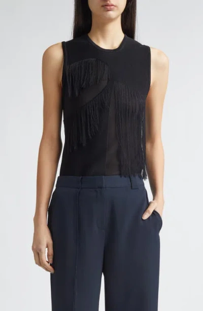 Jason Wu Collection Sleeveless Fringe Top In Black