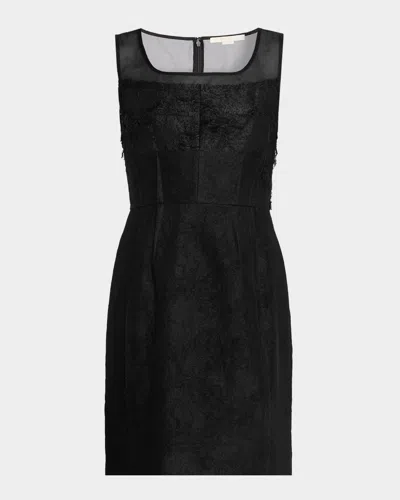 Jason Wu Collection Sleeveless Textured Fray Jacquard Mini Dress In Black