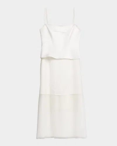 Jason Wu Collection Sleeveless Washed Twill Layered Midi Dress In White