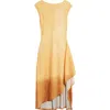 Jason Wu Collection Smudged Canvas Print Asymmetric Hem Midi Dress In Yellow