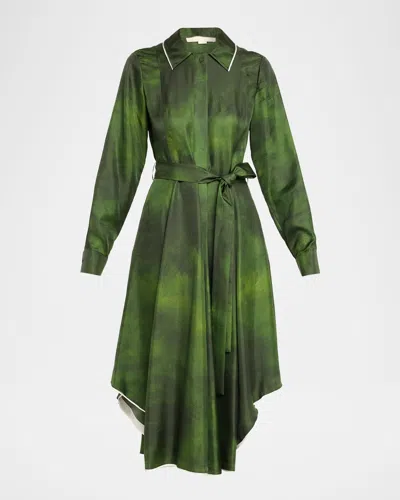 Jason Wu Collection Smudged Canvas Silk Twill Shirtdress With Belt