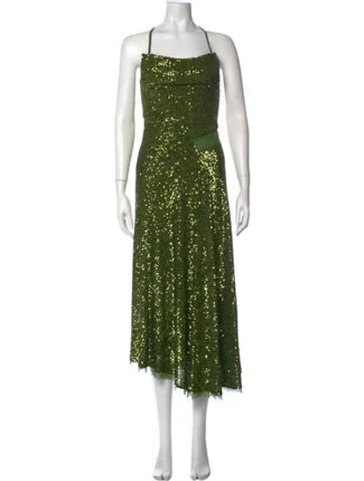 Pre-owned Jason Wu Collection Square Neckline Long Dress In Green