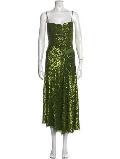 Pre-owned Jason Wu Collection Square Neckline Midi Length Dress In Green