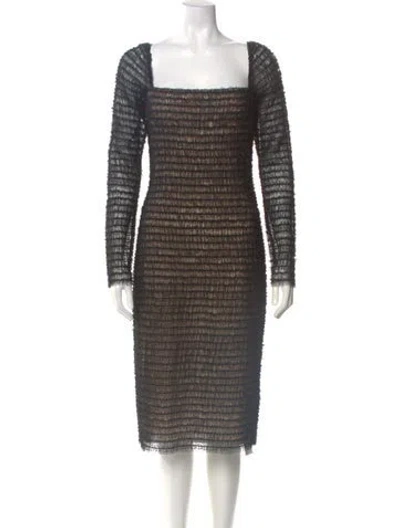 Pre-owned Jason Wu Collection Square Neckline Midi Length Dress W/ Tags In Black