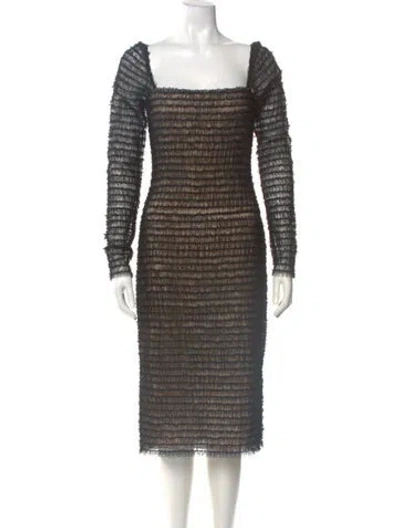 Pre-owned Jason Wu Collection Square Neckline Midi Length Dress W/ Tags In Black