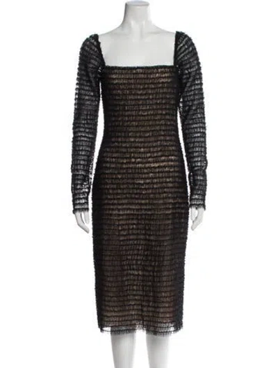 Pre-owned Jason Wu Collection Square Neckline Midi Length Dress W/ Tags In Brown