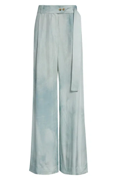 Jason Wu Collection Straight Leg Silk Habotai Pants In Ice Blue Wash