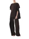 Jason Wu Collection Asymmetrical Crepe Boatneck Top With Organza Trim In Brown