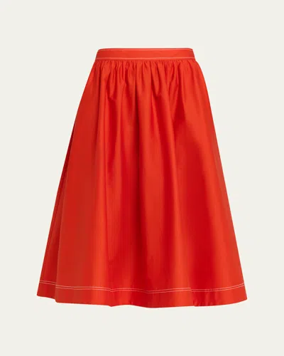 Jason Wu Collection Stretch Cotton Midi Skirt In Orange