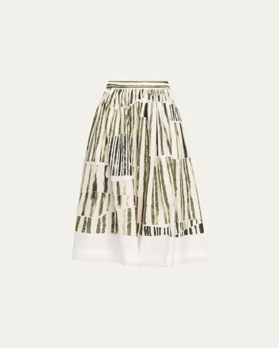 Jason Wu Collection Stripe Collage A-line Midi Skirt In Neutral