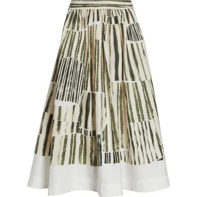Jason Wu Collection Stripe Collage Stretch Cotton Midi Skirt In Multi