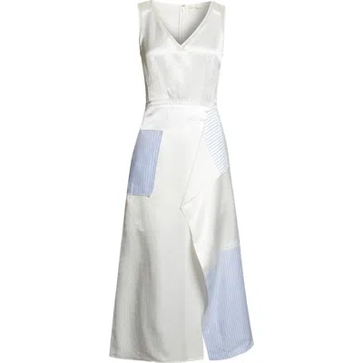 Jason Wu Collection Stripe Collage V-neck Midi Dress In Blue