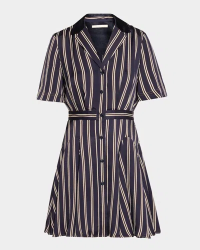 Jason Wu Collection Striped Short-sleeve Mini Shirtdress In Blue