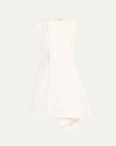 Jason Wu Collection Textured Floral Brocade Asymmetric Mini Dress In White