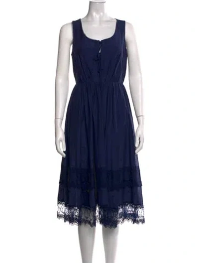 Pre-owned Jason Wu Collection Tie Neck Midi Length Dress In Blue