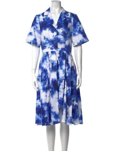 Pre-owned Jason Wu Collection Tie-dye Print Midi Length Dress In Blue/white