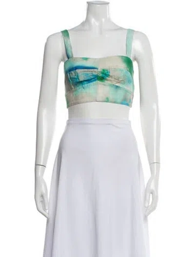 Pre-owned Jason Wu Collection Tie-dye Print Square Neckline Crop Top W/ Tags In Multi