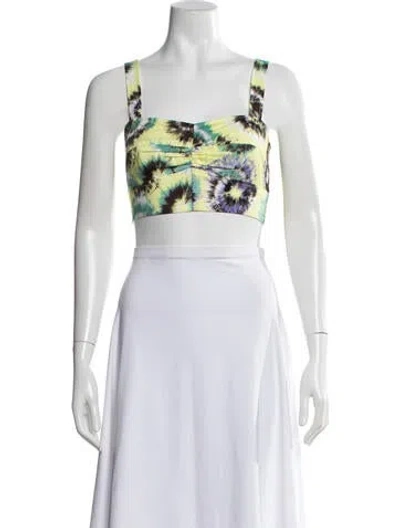 Pre-owned Jason Wu Collection Tie-dye Print Square Neckline Crop Top W/ Tags In Neutrals