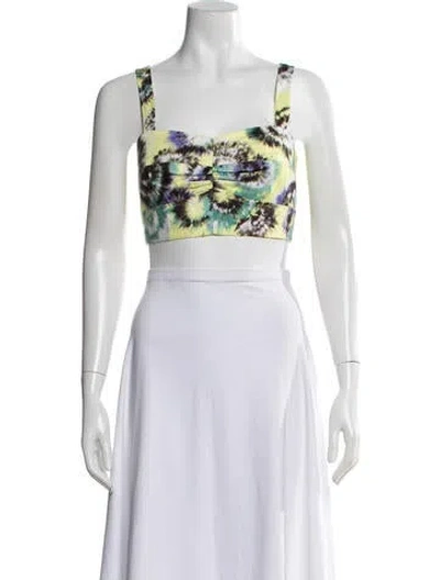 Pre-owned Jason Wu Collection Tie-dye Print Square Neckline Crop Top W/ Tags In Neutrals