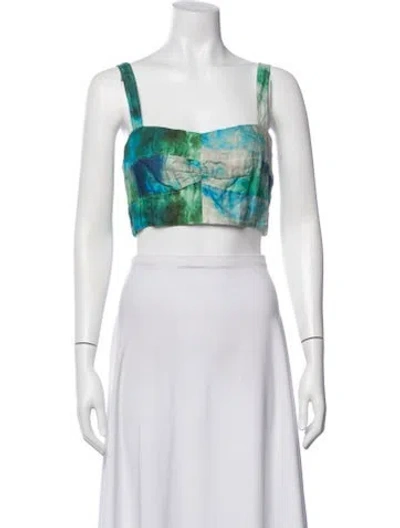 Pre-owned Jason Wu Collection Tie-dye Print V-neck Crop Top W/ Tags In Multi