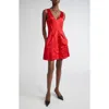 Jason Wu Collection Crushed Satin V-neck Mini Dress In Red