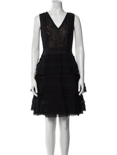 Pre-owned Jason Wu Collection V-neck Knee-length Dress In Black