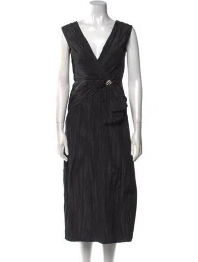 Pre-owned Jason Wu Collection V-neck Long Dress In Black