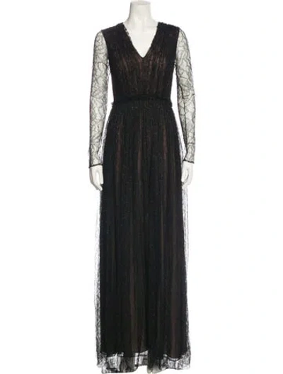 Pre-owned Jason Wu Collection V-neck Long Dress W/ Tags In Black