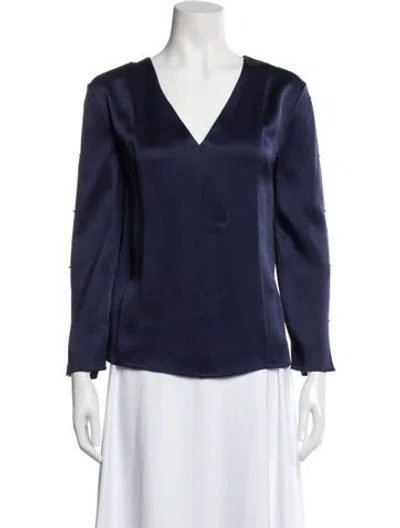 Pre-owned Jason Wu Collection V-neck Long Sleeve Blouse In Blue