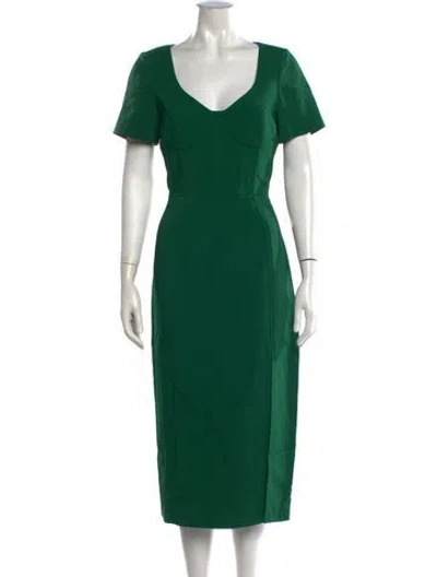 Pre-owned Jason Wu Collection V-neck Midi Length Dress In Green