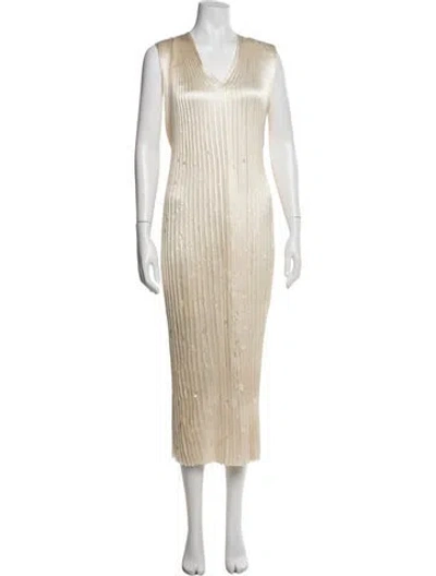 Pre-owned Jason Wu Collection V-neck Midi Length Dress W/ Tags In Neutral