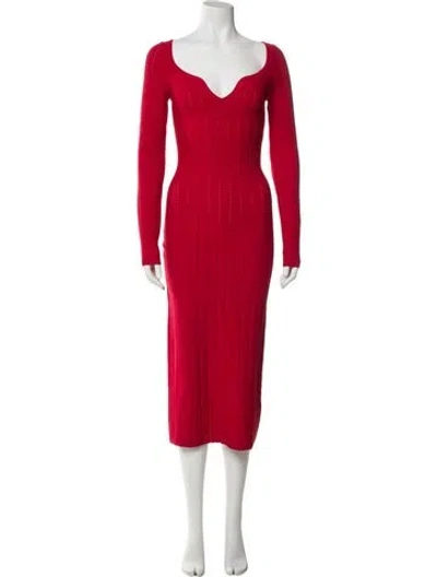 Pre-owned Jason Wu Collection V-neck Midi Length Dress W/ Tags In Red