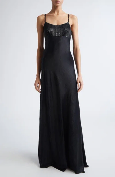 Jason Wu Collection Washed Twill & Sequin Gown In Black