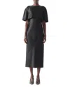 Jason Wu Collection Washed Twill Cape-sleeve Midi Dress In Black