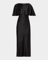 Jason Wu Collection Washed Twill Cape-sleeve Midi Dress In Black