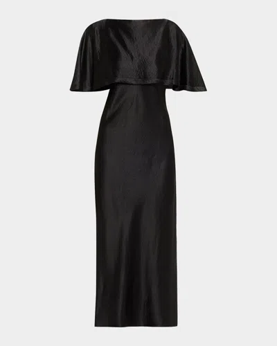 JASON WU COLLECTION WASHED TWILL CAPE-SLEEVE MIDI DRESS