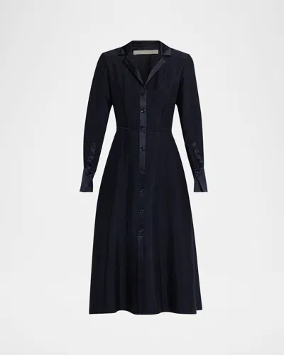 Jason Wu Collection Washed Twill Layered Midi Shirtdress In Black