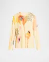Jason Wu Collection Watercolor Floral Lace Applique Wool Sweater In Yellow