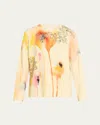 Jason Wu Collection Watercolor Floral Lace Applique Wool Sweater In Yellow