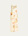 Jason Wu Collection Watercolor Floral Lace-trim Slip Gown In Multi