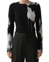Jason Wu Collection Watercolor Floral Merino Wool Crewneck Sweater In Black